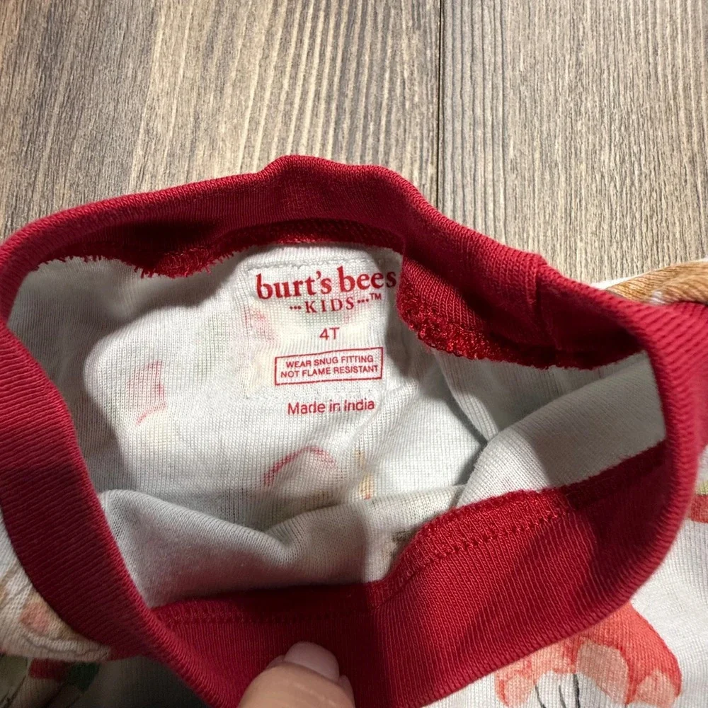 Burts Bees Kids 4T Christmas Pajamas Parachuting Santa Reindeer Organic Cotton